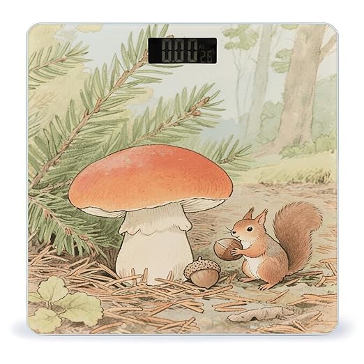 Vintage Mushroom Weight Scale Large Bathroom Scales Digital Weight with Bright LED Display Non Slip Automatic Weighing Scale Fashion Weighing Machine for Body
