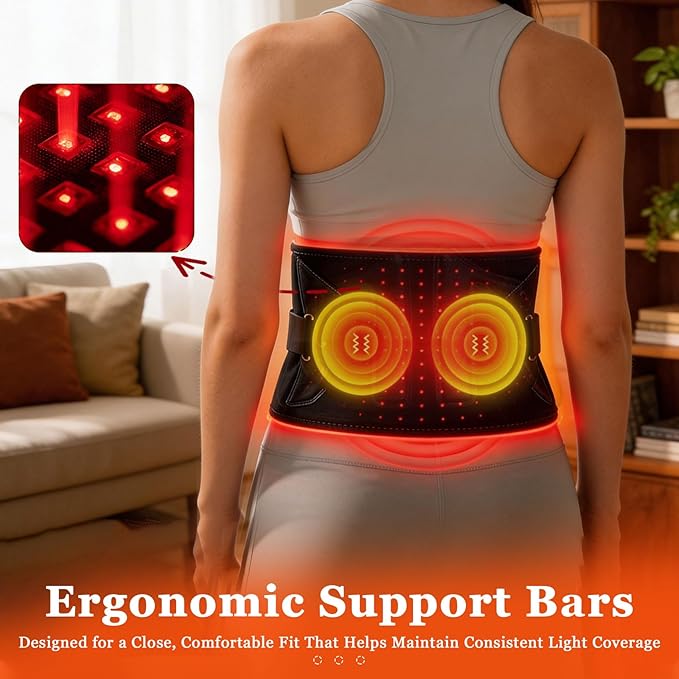 Red Light Therapy Belt for Body Cordless Red Light Therapy Wrap with Heat &amp Vibration 660nm &amp 850nm Light Modes 3 Heating Levels 5000mAh Battery Timer for Waist Back Belly Comfort