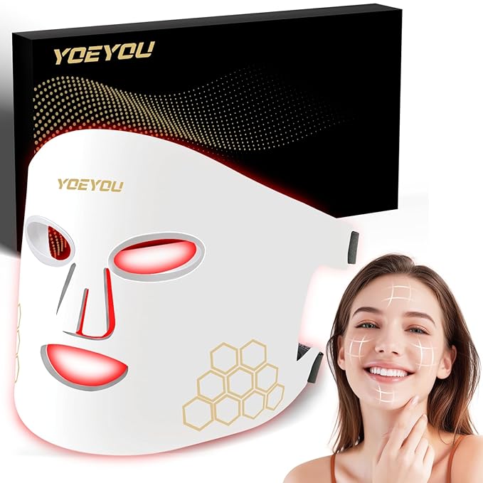 Red Light Therapy for Face 850nm Near Infrared LED Face Mask 4 Light Modes Portable Rechargeable Red Light Therapy Mask Skincare Device for Facial Rejuvenation