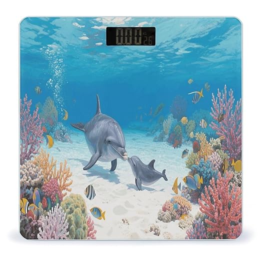 Dolphin Weight Scale Cute Bathroom Scale for Body Highly Accurate Digital Weighing Machine for People Compact LCD Display Scales with Sturdy Toughened Glass Scales