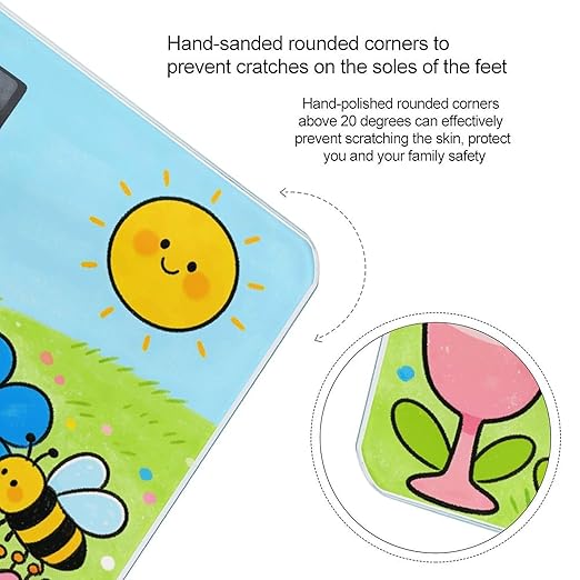 Little Sweetness and Fun in The Flower Field Smart Scale for Body Weight Digital Bathroom Scale Toughened Glass Weight Scale with Large LCD Backlight Display High Precision Scales Weighing Machine