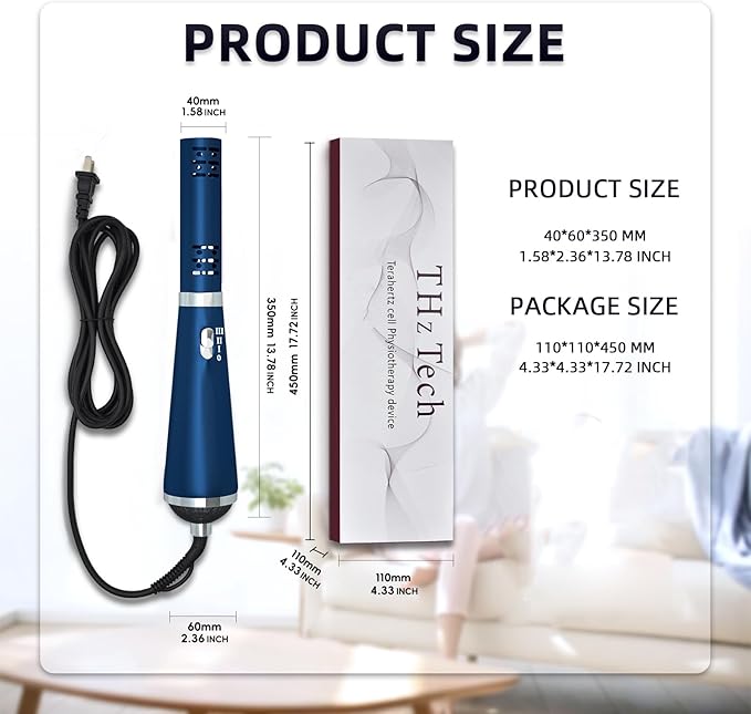 Terahertz (THZ) Wand Blower Health Physical Therapy Board Electric HeatingTherapeutic Massage/Body/Water Enhanced Terahertz Frequency Wand Blue