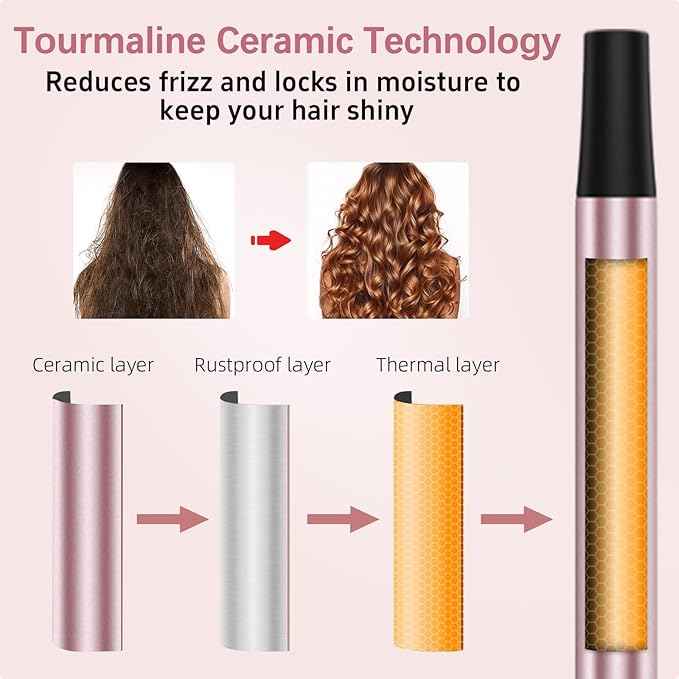 Wand Curling Iron Set 3 in 1 Curling Iron with Interchangeable Barrels (0.35 1 1.25) for Versatile Curls Fast Heating Curling Wand Hair Waver Crimper Hair Tool Ideal for Gifts