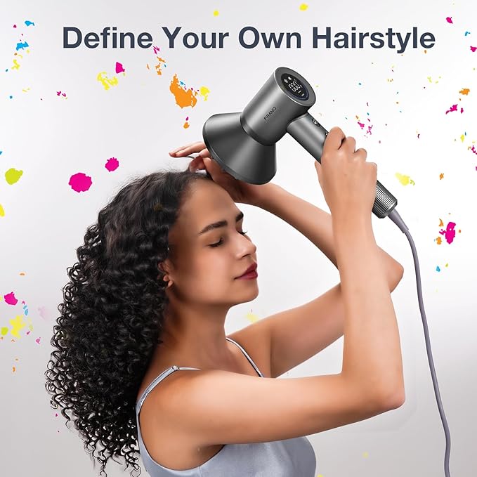 Hair Dryer for Women Professional High-Speed &amp 200 Million Ionic Hairdryer Fast-Drying Low Noise with Magnetic Diffuser &amp Nozzle HD Display Light and Quiet Hair Blow Dryer Gifts for Men a