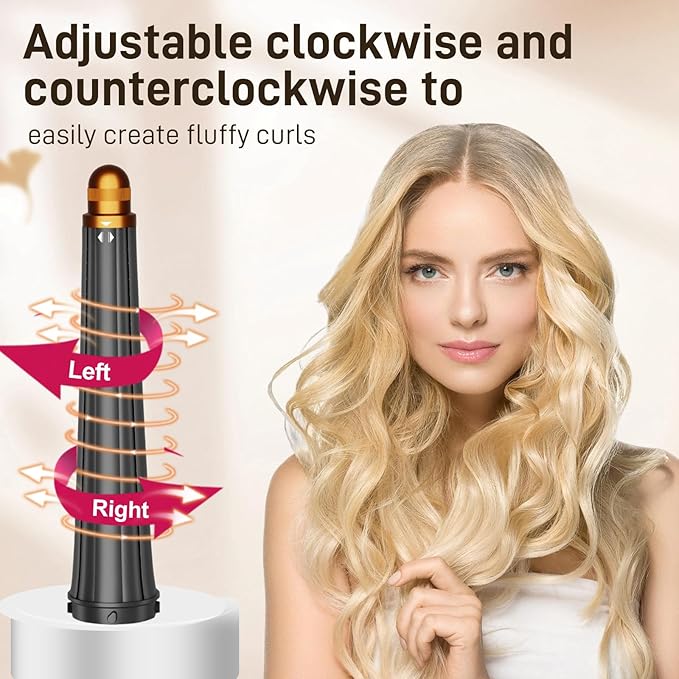 0.78-1.4in/20-36mm Long Curling Barrel for Dyson Airwrap Attachment for Dyson Supersonic Hair Dryer HD01 HD02 HD03 HD04 HD07 HD08 HD15 HD16 2 In 1 Automatic Hair Curling Barrel with Adapter Gold