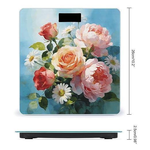 Gently Blooming Weight ScaleClear LED Display Bathroom Digital Weighing ScaleTempered Glass Digital Bathroom Scale for Body Weight Capacity Up to 400 Lbs