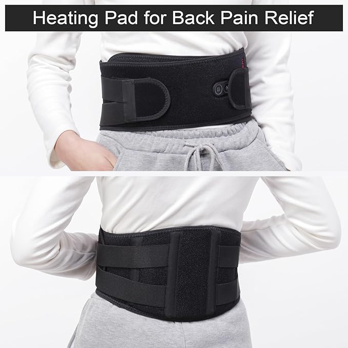 Heating Pad Lower Back Massager Wrap for Back Pain Relief Heated Waist Belt with Vibration Massage 7.4V 4400mah Battery Heat Therapy for Lower Back Lumbar Waist Abdominal Stomach Spine