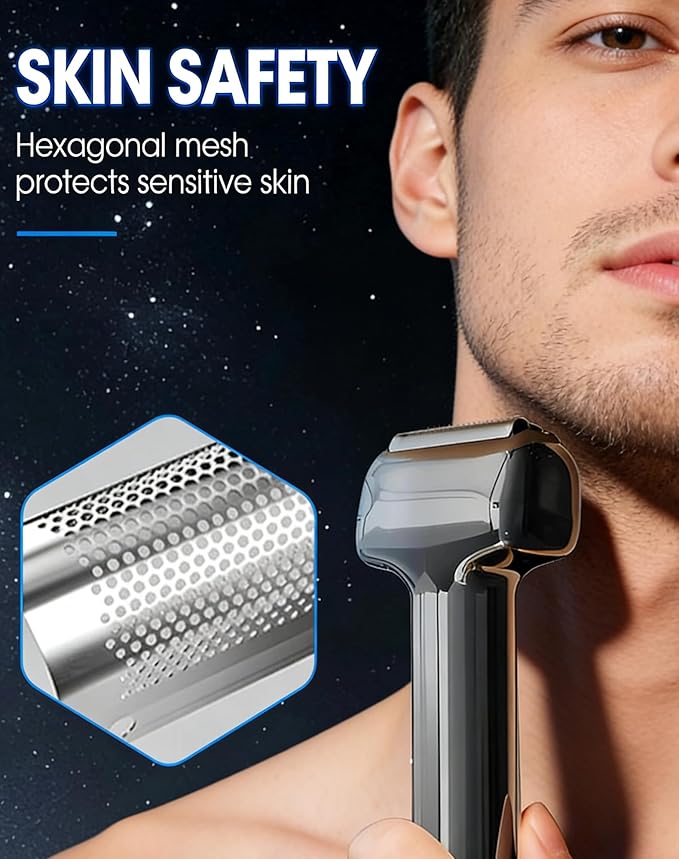 Men's Efficient Rechargeable Foil Electric Shaver Ultra-Thin Foil Shaver with 11° Forward Tilt Head Magnetic Design Portable Cordless Stubble Trimmer IPX6 Waterproof (Basic)