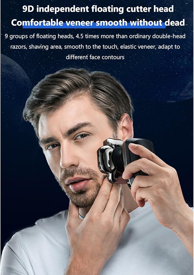 Bawldy Pro Head Shaver 6-in-1 Detachable Head Shavers with 9D Floating Blade Heads IPX7 Waterproof Intelligent LED Display Rechargeable Cordless Razor for Home &amp Travel
