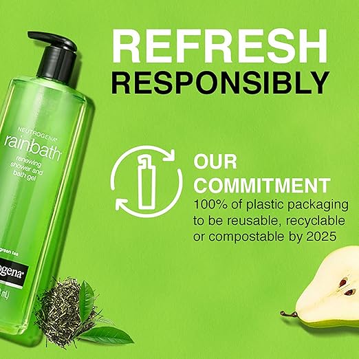 Neutrogena Rainbath Renewing Shower And Bath Gel Moisturizing Body Wash and Shaving Gel with Clean Rinsing Lather Pear &amp Green Tea Scent 16 fl. oz