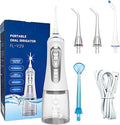 Water Flossers for Teeth CordlessOral Irrigator9 Cleaning Gears Adjustment4 Multifunctional Nozzles30-115psi2000mAh Lithium BatteryEffective Cleaning Teeth (White)