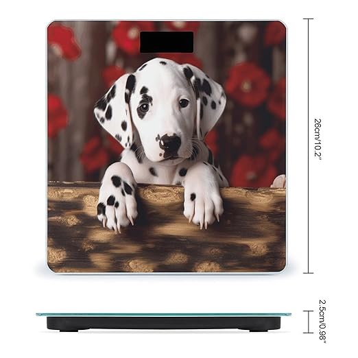 Dalmatian Puppy Bathroom Scale Large LCD Backlight Display Digital Scale Rounded Corners Body Scales Automatic Power On/Off Bathroom Scales for Home Bedrooms