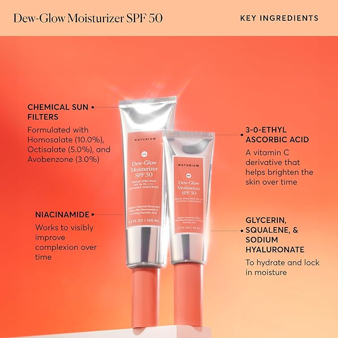 Naturium Dew-Glow Moisturizer SPF 50 PA++++ Jumbo Daily Moisturizing Sunscreen &amp Face Primer Skin Protector with Dewy Finish 3.4 oz