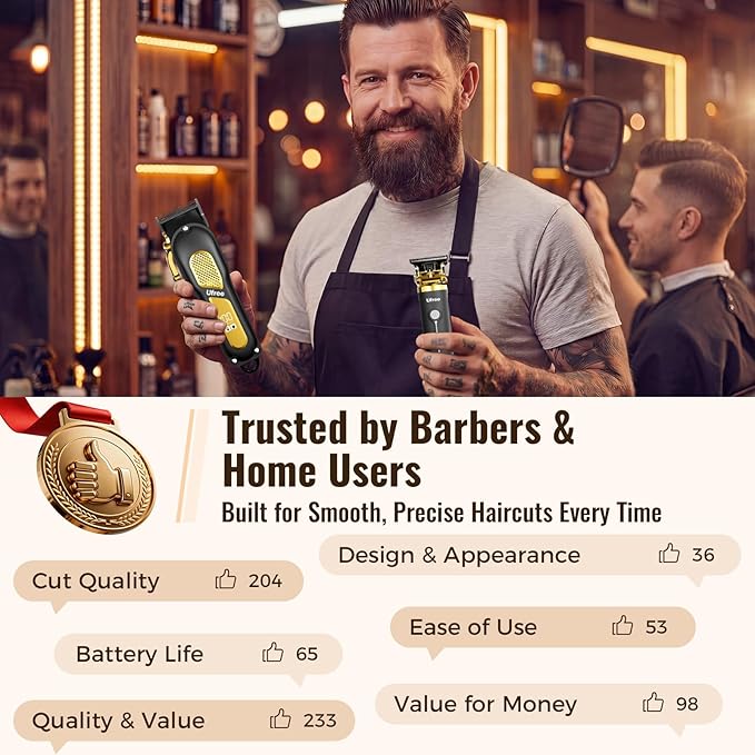 Ufree Hair Clippers for Men Clippers and Trimmers Set Cordless Barber Clippers Grooming Kit Gifts for Men