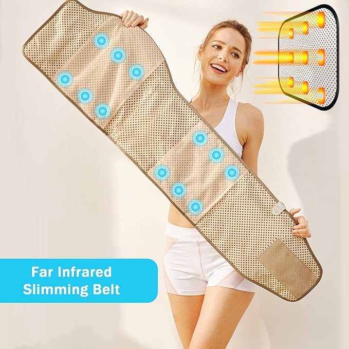 Electric Slimming Belt with Hot Compress360° Full CircleHeating4 Massage Modes Widening Relieve Belly Waist Pain Must Plug in Use Free Measuring Ruler for Women &amp Men