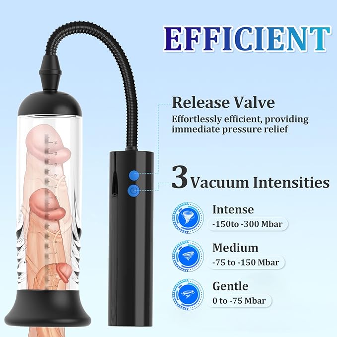 Penile Traction Device Condones 6X Suction &amp Pumping Training Device Bigger &amp Harder &amp Longer Y324* (Black)