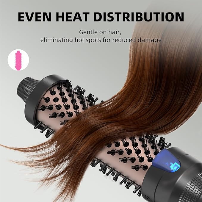 K&ampK Ceramic Tourmaline Ionic 1.25 Inch Heated Curling Brush - Volumizing Hot Brush for Root Volume Loose Curls and Styling