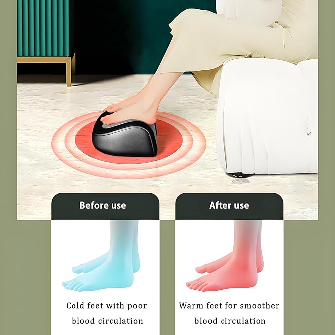 Foot Massager with Heatwith 3 Intensity Levels Shiatsu KneadingDual-Frequency Red Light 107.6°F Constant TemperatureIdeal for Feet Pain Relief at Home and Office (Black)