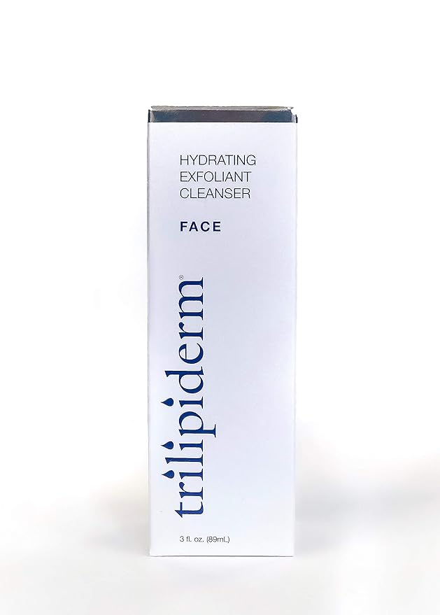 Trilipiderm Hydrating Exfoliant Cleanser – 3-in-1 Face Cleanser Scrub &amp Hydrator Fragrance-Free Daily Facial Cleanser Travel Size 3 Ounce Tube