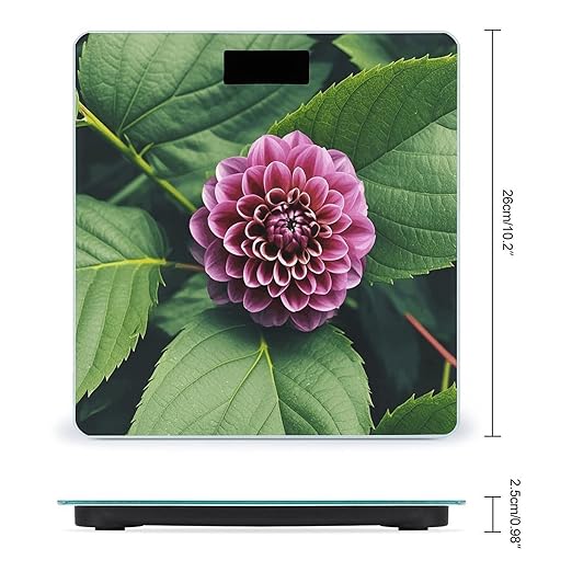 Flower Leaves Purple Red Flower Scale for Body Weight Digital Bathroom Scale Toughened Glass High Precision Scales for Body Weight with Large LCD Backlight Display Weight Scales
