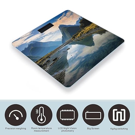 Fiordland National Park Digital Bathroom Scale for Body Weight Weighing Scale with Backlit LCD Display High Precision Measurements &amp Measures Weight Up to 180kg