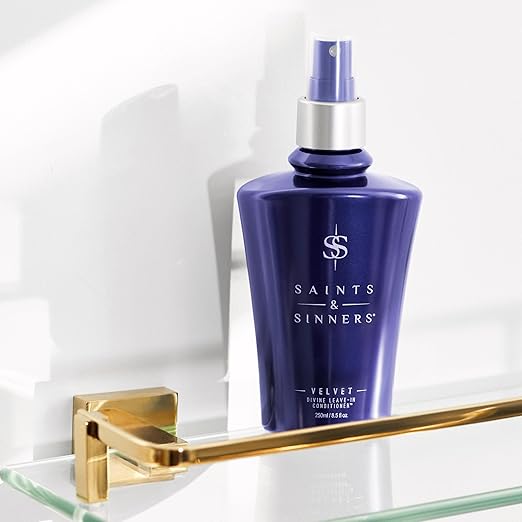 Saints &amp Sinners Velvet Divine Leave-In Moisturizing Conditioner Hair Detangler Spray for ALL TYPES. Helps Dry Dull Frizzy Coarse Tangled Thermally Environmentally Damaged
