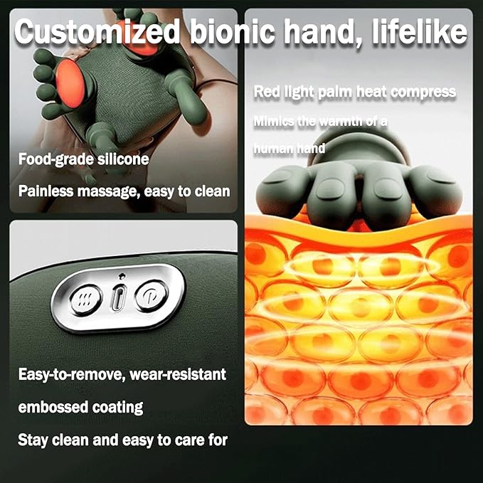 Neck Massager with Fingers - 2026 Neck Massager with HeatWireless Design Lightweight Solution with Heating Function (Green)
