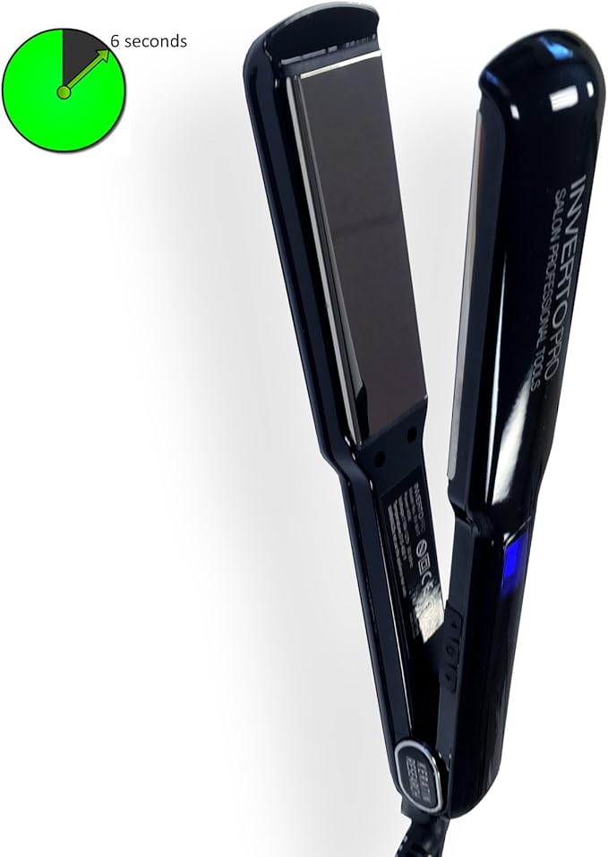 Super Professional Flat Iron Hair Straightener (110V Black) Pro Silver Titanium Plates 1.5 for Keratin Treatments and Salon Duty Best Iron Ever Made