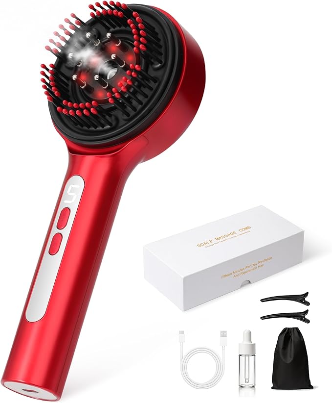 Electric Scalp Massager 5 in 1 Refillable Oil Reservoir and Mist 3 Step At Home Scalp Spa Device 3D Deep Kneading Massage USB C Rechargeable Portable for Home and Travel