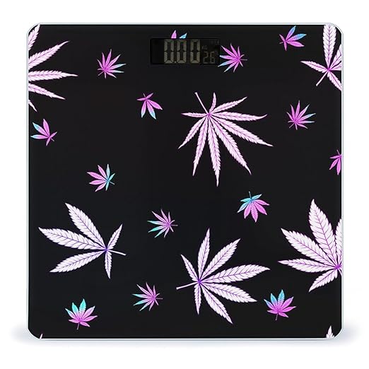 Marijuana Weed Cannabis Leaves Smart Square Scale with Digital Display for Bathroom Scale