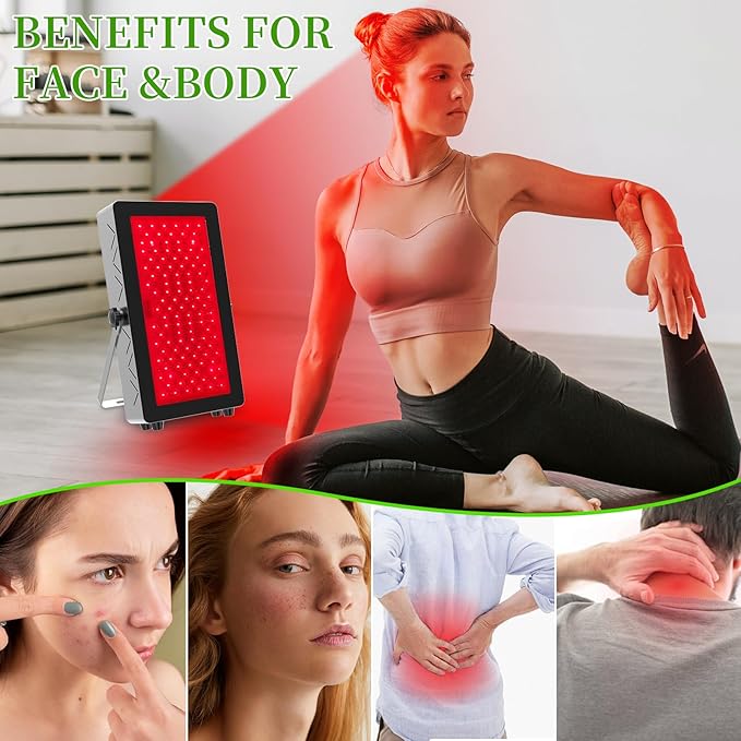 Red Light Lamp with Protective Glasses 100W Near Infrared Light 660nm 850nm High Power Panel 7 Time Settings 5 Brightness 3 Light Modes