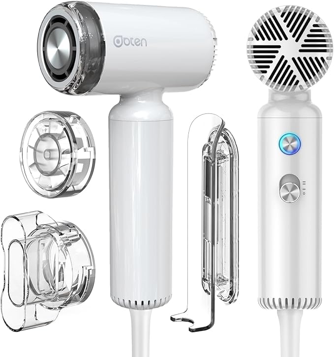 Mini Hair Dryer High-Speed Blow Dryer with 110000RPM Brushless Motor Magnetic Diffuser Negative Ionic Technology for Fast Drying Compact &amp Lightweight for Home &amp Travel (White)
