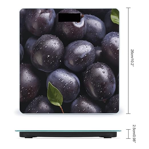 Some Purple Plums Scale for Body Weight Highly Accurate Digital Bathroom Scale Sturdy Tempered Glass Weighing Scales with LCD Display Fashion Body Fat Smart Scales 400lb