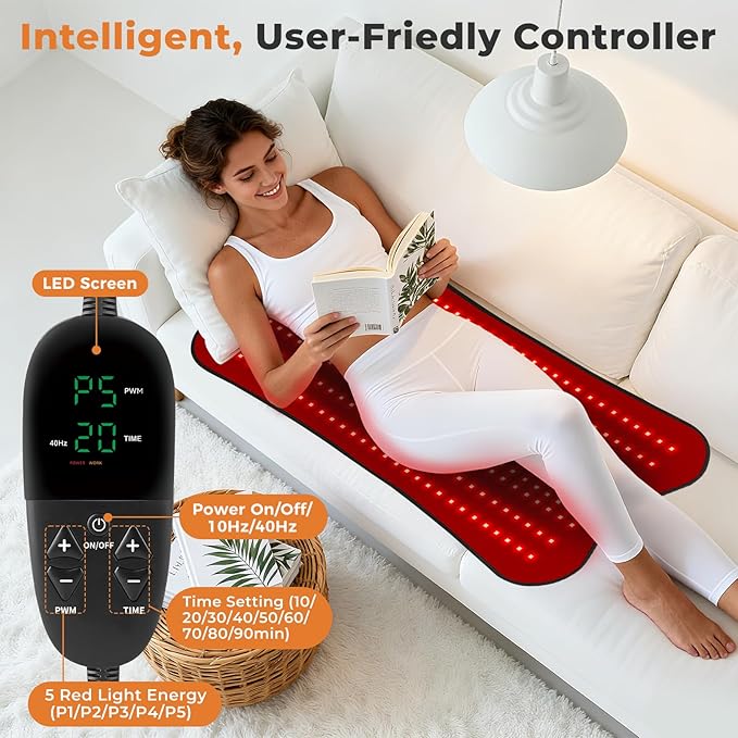 Red Light Therapy for Body 31.5''× 14.2'' Eligible Red Light Therapy Pad Dual Chip Grade 330 LEDs 660nm &amp 850nm Light Therapy Mat with Timer Remote Control