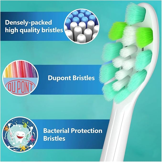 16 Replacement Toothbrush Heads Suitable for Detachable Handles(16pcs White)