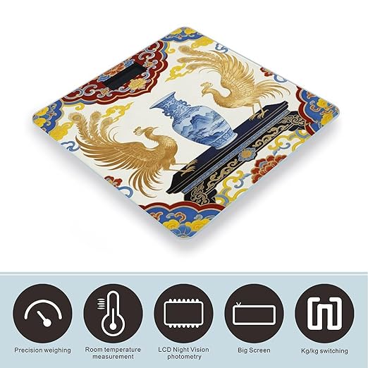 Chinoiserie Smart Scale for Body Weight Digital Bathroom Scale Toughened Glass Weight Scale with Large LCD Backlight Display High Precision Scales Weighing Machine