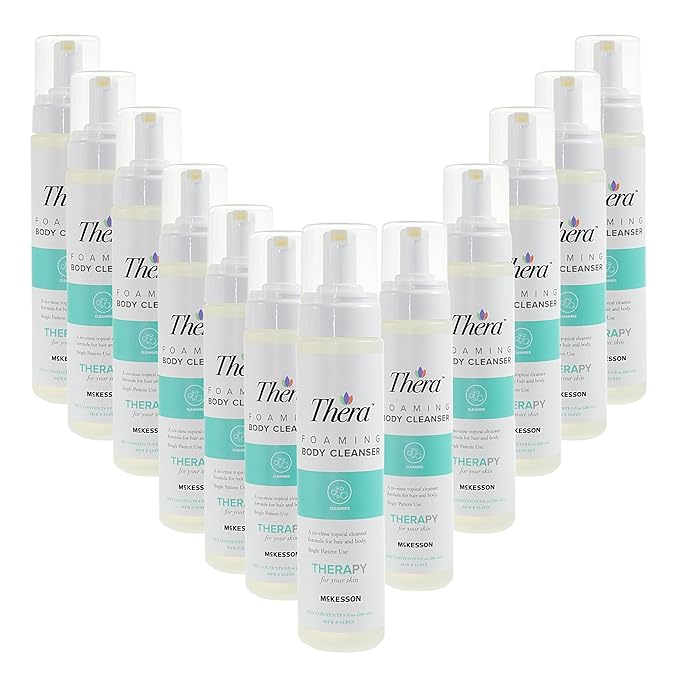 Thera Foaming Body and Hair Cleanser Rinse-Free Exfoliating Foam 9 oz 12 Count