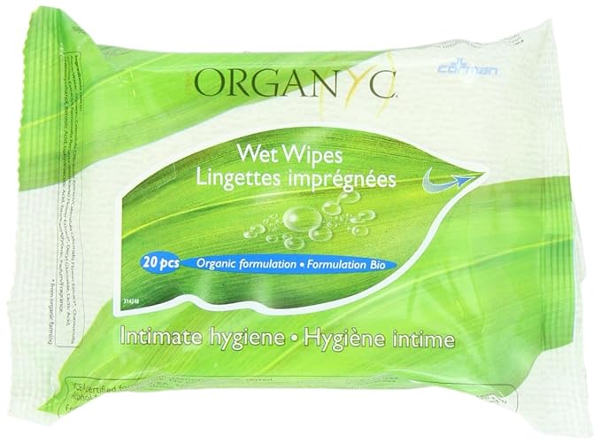ORGANYC Made with 100% Organic Cotton Feminine Hygiene Wipes 20-count Packages (Pack of 6)