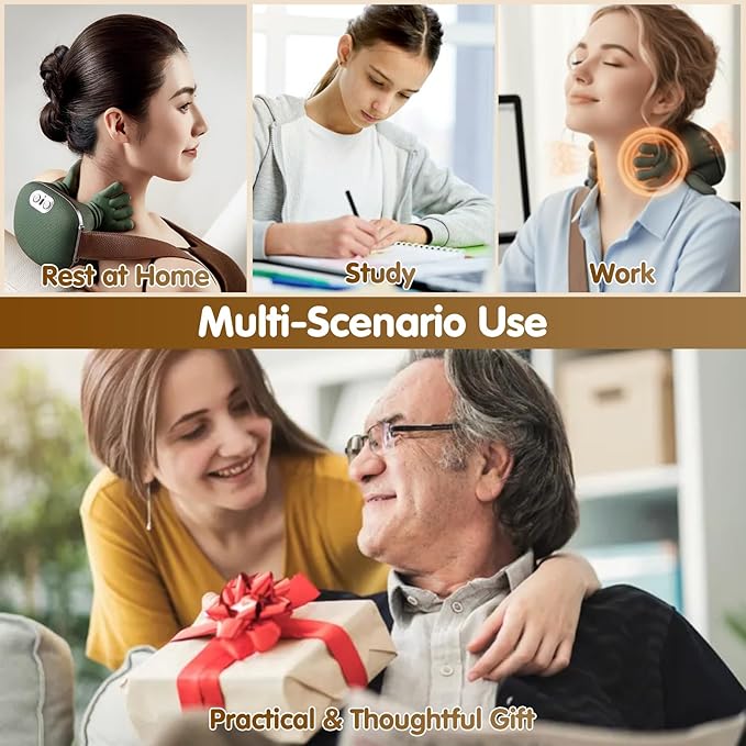 Siasoo Neck Massager With Heat-Wireless Portable Shiatsu Neck and Shoulder Deep Tissue 4D Kneading Back Massage With FingersSimulated Human Hand Design for Muscle Relax Massager Easter Gift for Mom