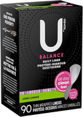 U by Kotex Balance Daily Wrapped Panty Liners Light Absorbency Long 90 Count (Packaging May Vary)
