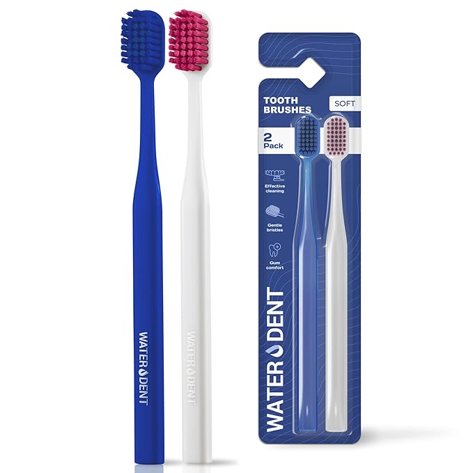 Medium Soft 2-Pack Toothbrush &amp Concentrated Water flosser Rinse &amp Mouthwash Gum Care Alcohol and Fluoride Free. Made in USA