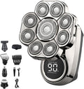 Bawldy Pro Head Shaver 9D Floating Blade Heads Intelligent LED Display IPX7 Waterproof Wet Dry Shaving Rechargeable Cordless Razor(1 Set Silver)