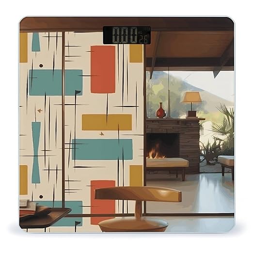 Mid Century Modern Scale for Body Weight High Precision Digital Weight Scales with LCD Display Anti-Slip Sturdy Slim Tempered Glass Bathroom Scale for Home Use