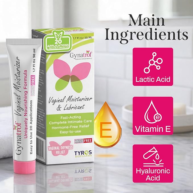 Gynatrof Vaginal Moisturizer Long-Lasting for Vaginal Dryness &amp Irritation Hormone-Free Hyaluronic Acid &amp Vitamin E Feminine Care Daily Hydration For Intimate Feminine Care 1.7 fl oz