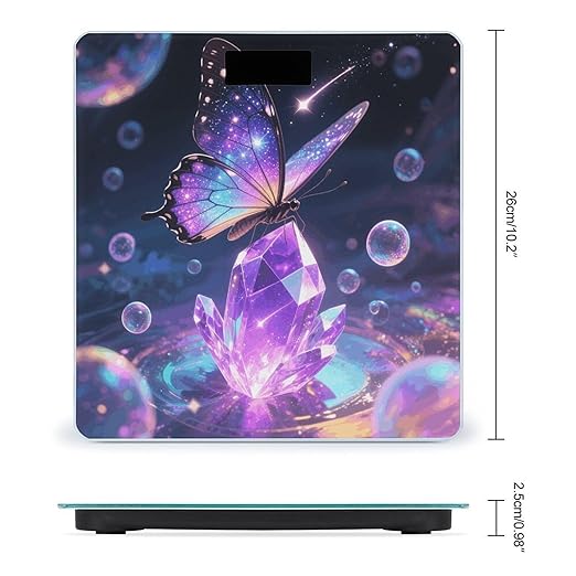 Magical Butterflies Weight Scale Cute Bathroom Scale for Body Highly Accurate Digital Weighing Machine for People Compact LCD Display Scales with Sturdy Toughened Glass Scales