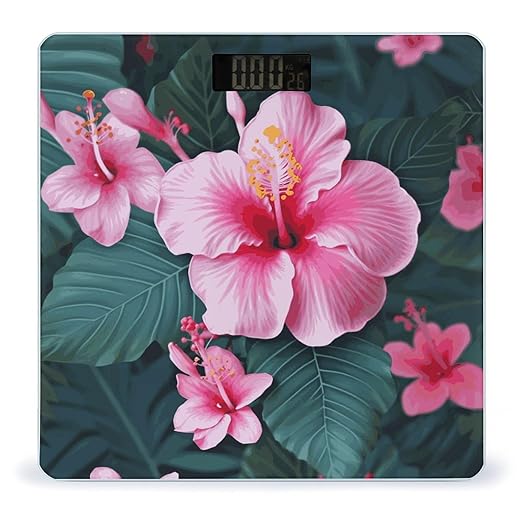 Hawaii Pink Flower Bathroom ScaleHighly Accurate Digital Weighing Machine for People Bright LED Display Weight Scale for The Aldult Home Use