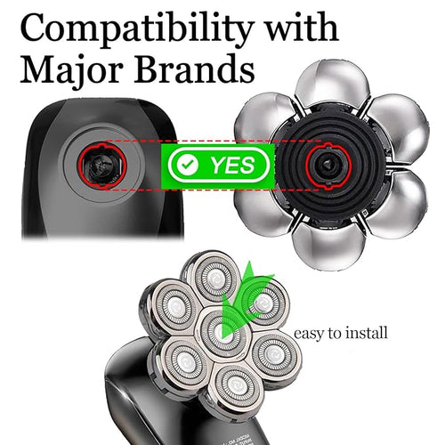 2 Pack 7D Blade Floating Replacement Heads for SHPAVER and Other Brand Head Shaver Stainless Steel 7D Rotary Blades for Bald Men Rotary Shavers.