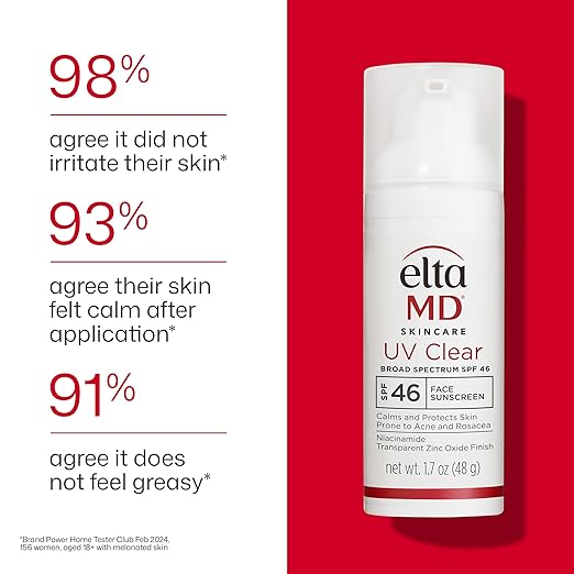 EltaMD UV Clear Tinted Face Sunscreen SPF 46 Oil Free Sunscreen for Sensitive Skin with Zinc Oxide Dermatologist Recommended