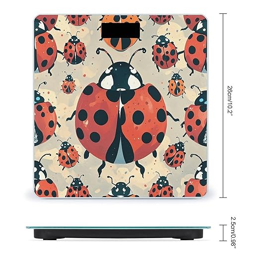 Ladybugs Pattern Infinite Speckled Scale for Body Weight Digital Bathroom Scale Toughened Glass High Precision Scales for Body Weight with Large LCD Backlight Display Weight Scales