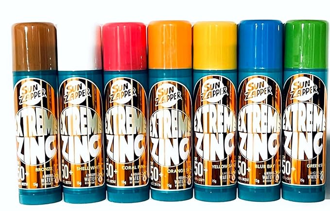 Sun Zapper Extreme Zinc Sticks – 7 Pack Mixed Colors